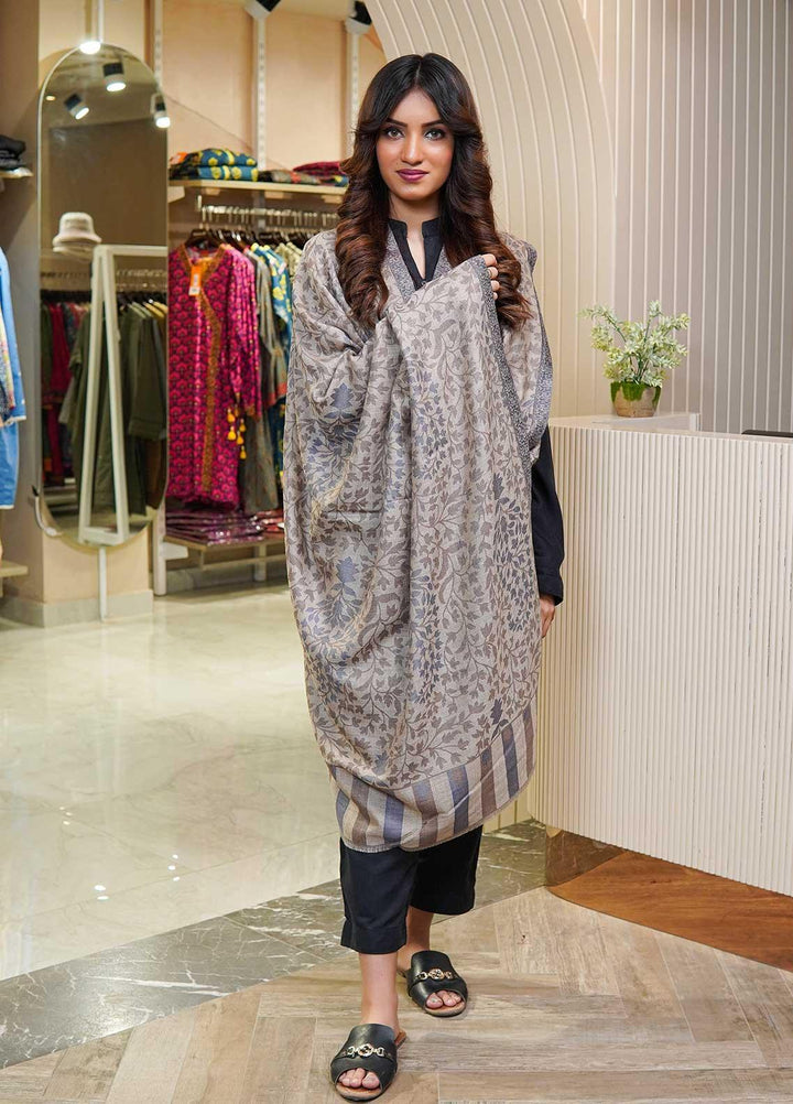 Sanaulla Exclusive Range  Pashmina  Shawls MAMA-12 Grey-2 - Pashmina Shawls