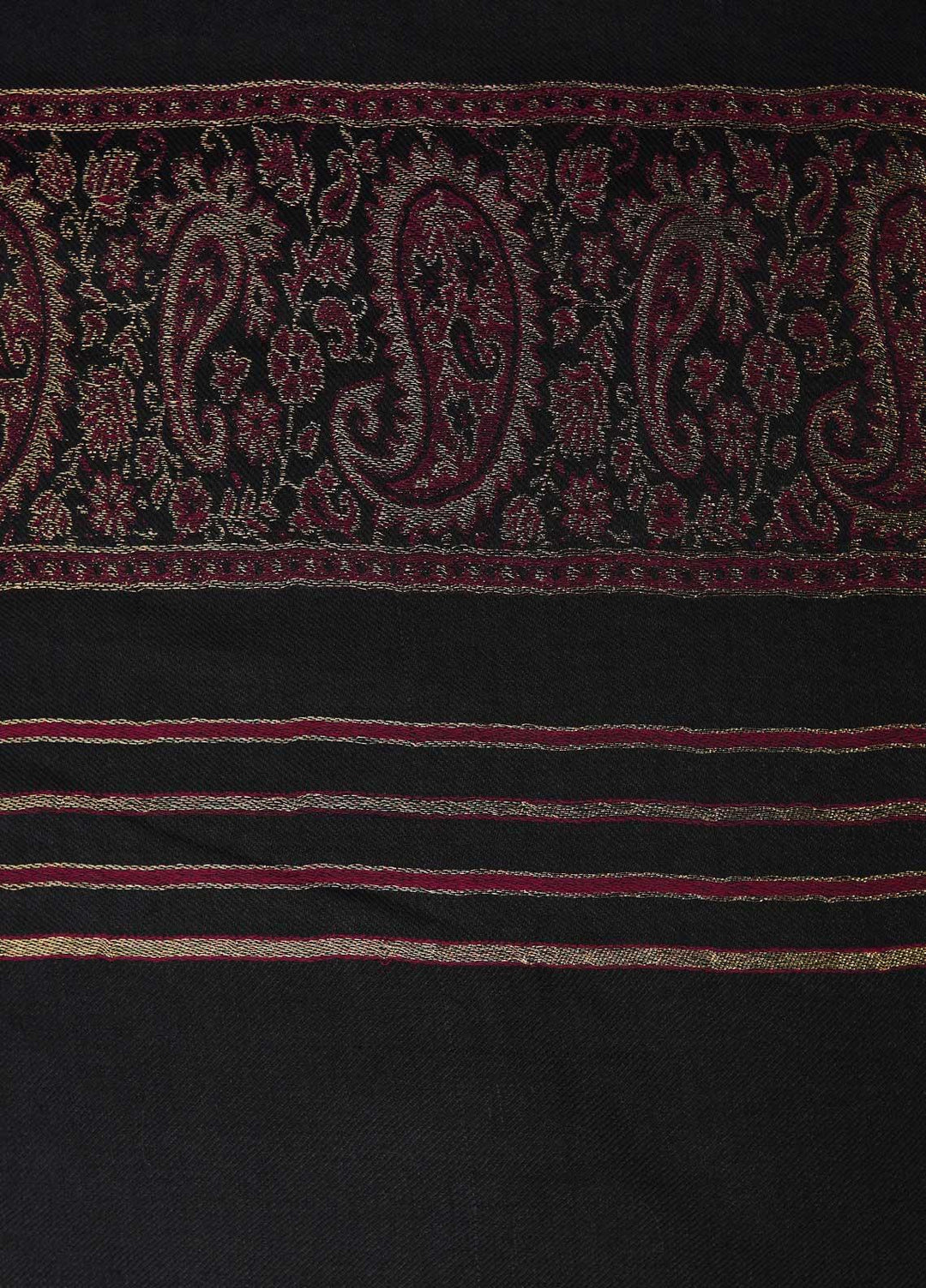 Sanaulla Exclusive Range  Pashmina  Shawls Moon Light Zarri Pasily Palla C KPS-55 Black - Pashmina Shawls