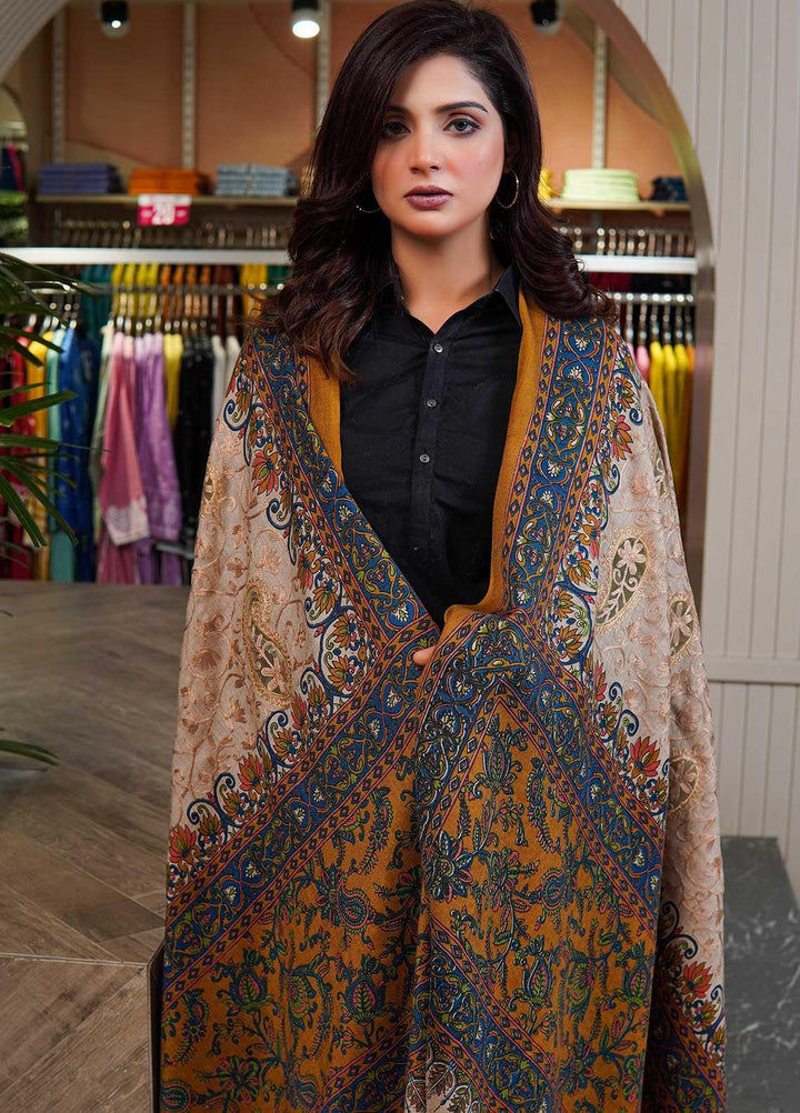 Sanaulla Exclusive Range  Pashmina  Shawls AKP-09 Brown 01 - Pashmina Shawls