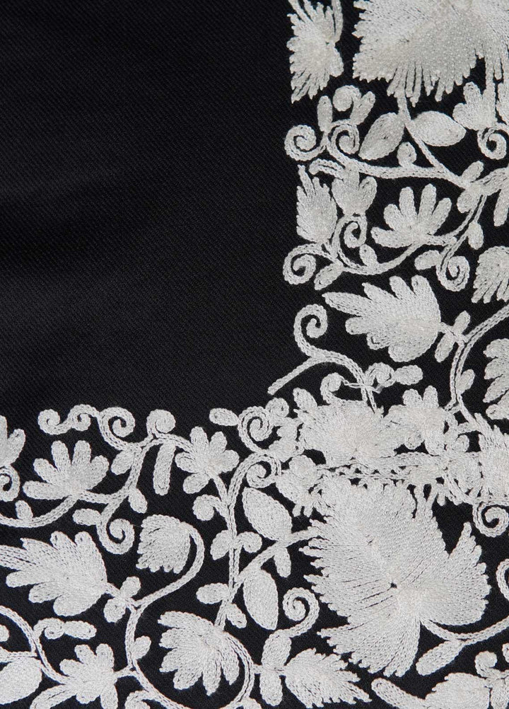 Sanaulla Exclusive Range  Pashmina  Shawls AKP-15 Black - Pashmina Shawls
