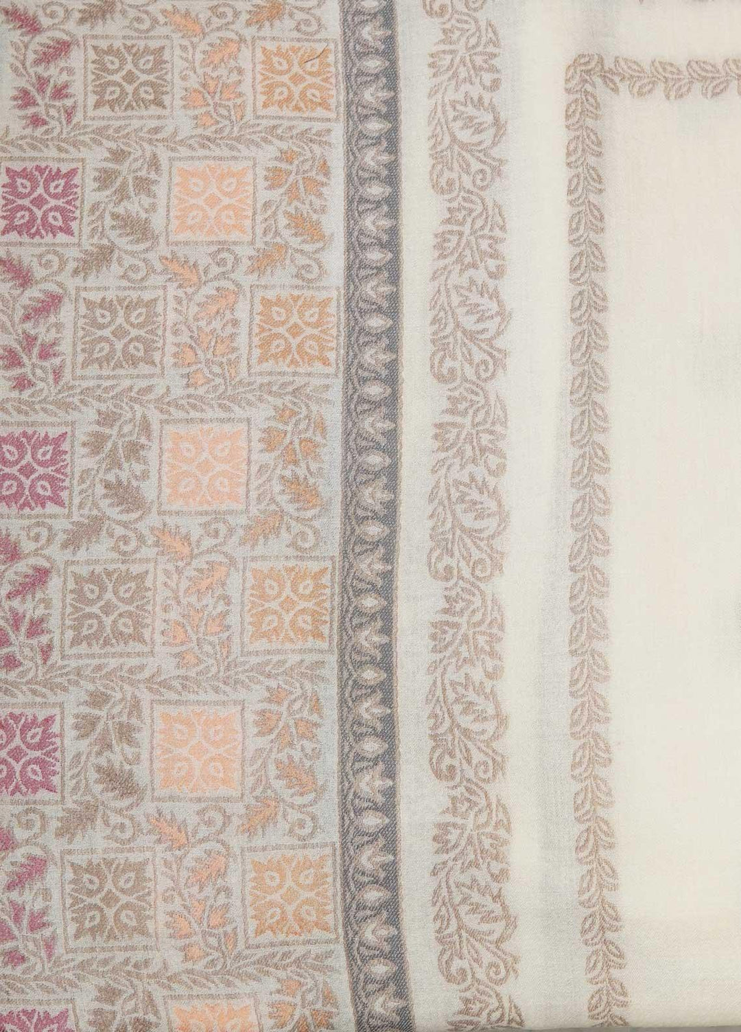 Sanaulla Exclusive Range  Pashmina  Shawls MAMA-07 Off White-3 - Pashmina Shawls