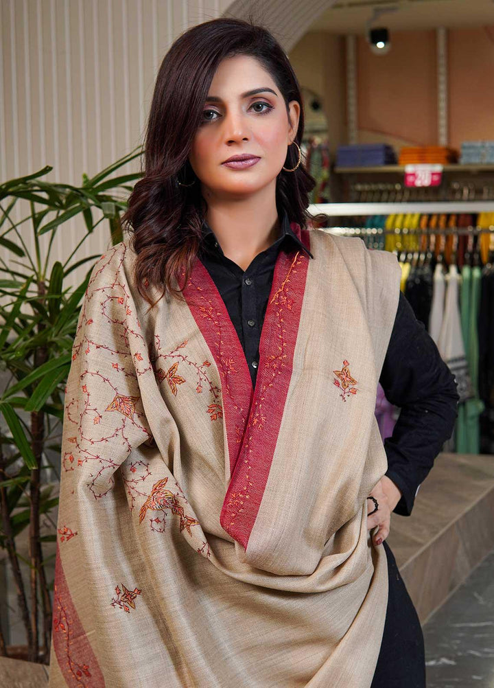 Sanaulla Exclusive Range  Pashmina  Shawls AKP-05 Beige 05 - Pashmina Shawls