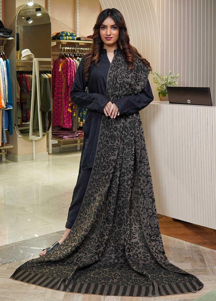 Sanaulla Exclusive Range  Pashmina  Shawls AKP-07 Black 03 - Pashmina Shawls