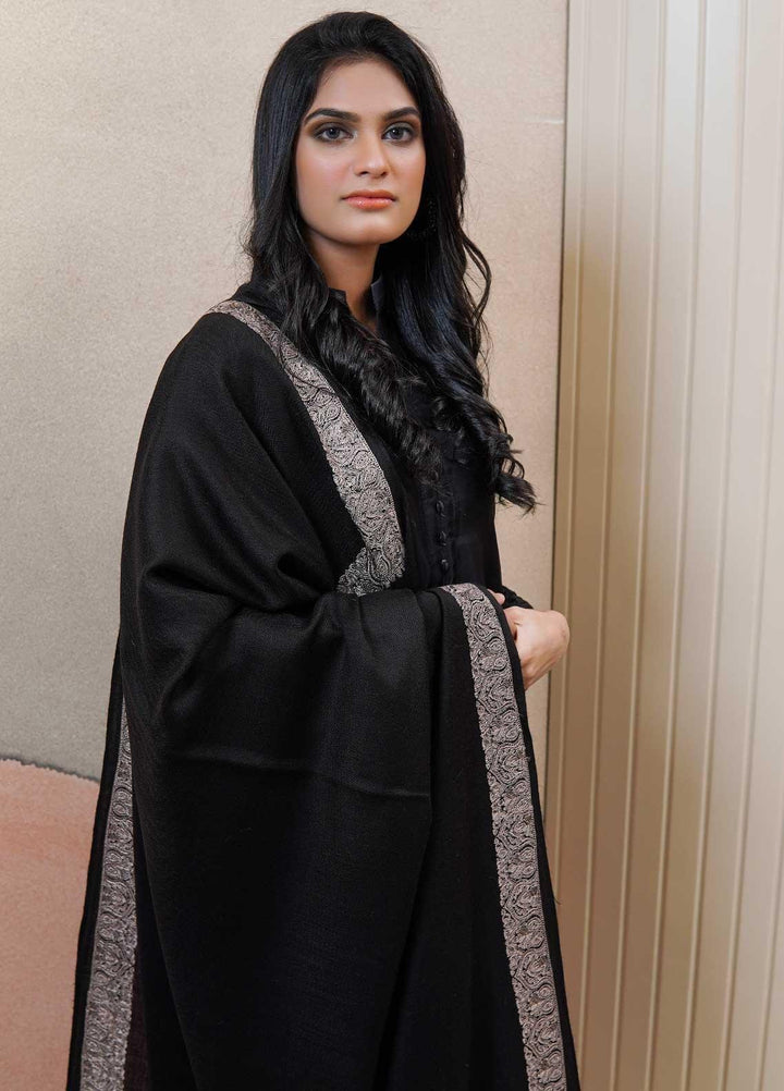 Sanaulla Exclusive Range  Pashmina  Shawls AKP-21 Black 03 - Pashmina Shawls