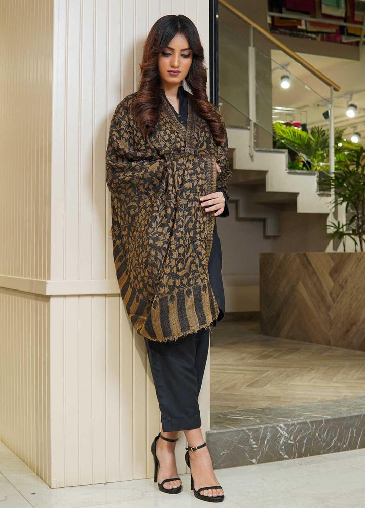 Sanaulla Exclusive Range  Pashmina  Shawls AKP-07 Black 02 - Pashmina Shawls