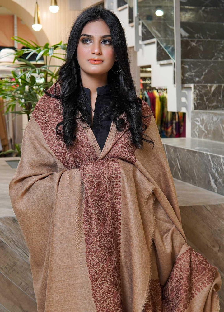 Sanaulla Exclusive Range  Pashmina  Shawls AKP-10 Brown 08 - Pashmina Shawls