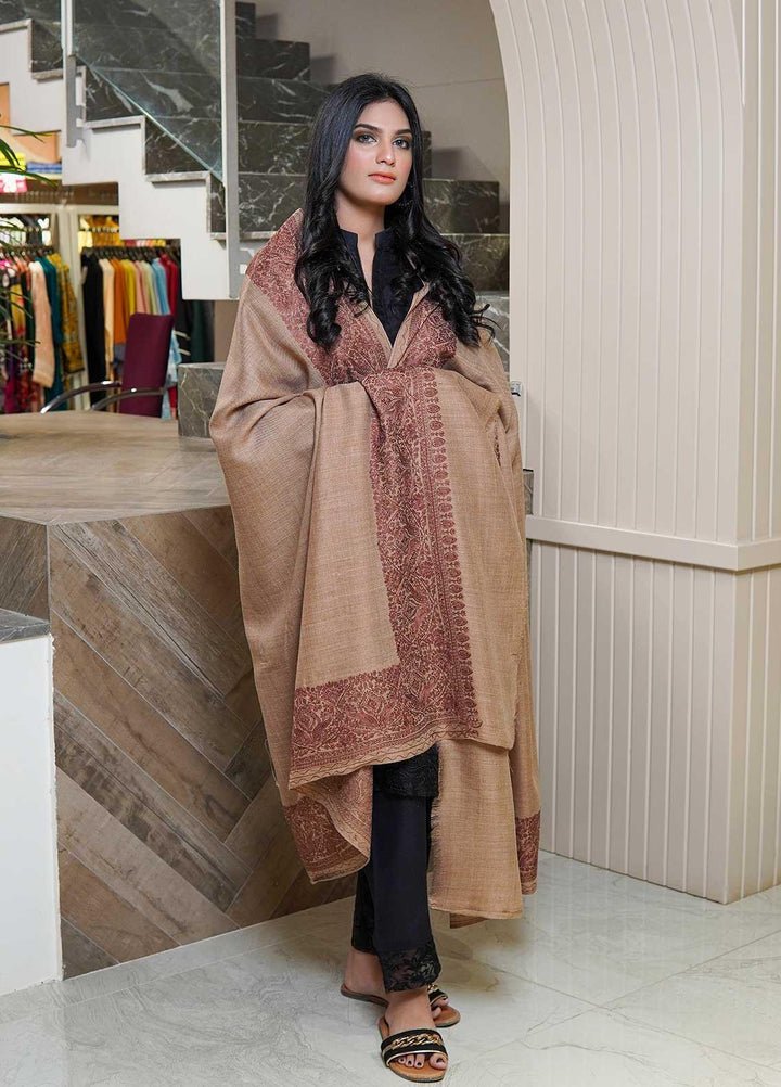 Sanaulla Exclusive Range  Pashmina  Shawls AKP-10 Brown 08 - Pashmina Shawls