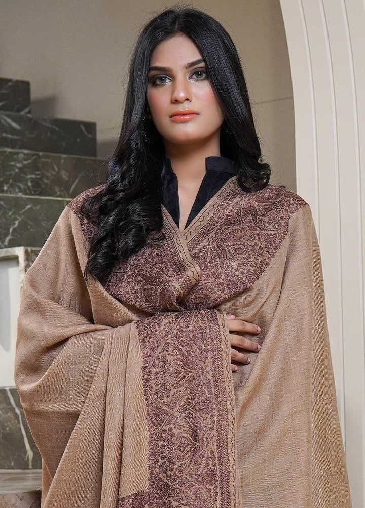 Sanaulla Exclusive Range  Pashmina  Shawls AKP-10 Brown 02 - Pashmina Shawls