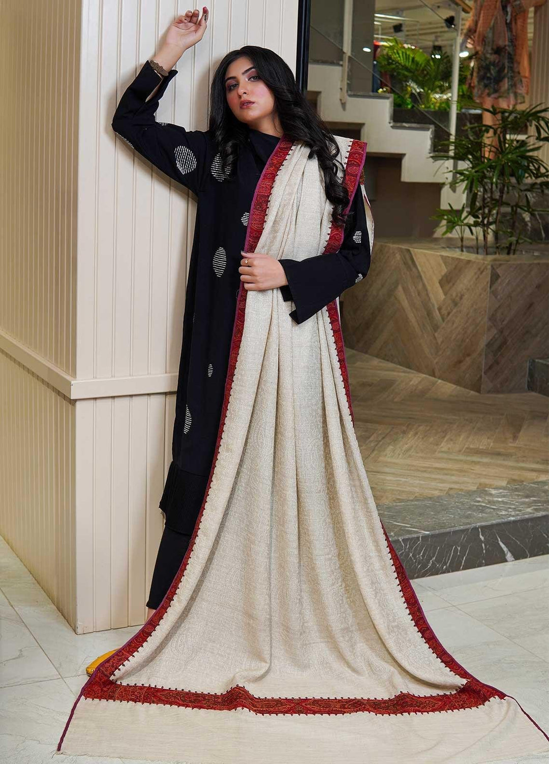 Sanaulla Exclusive Range  Pashmina  Shawls AKP-18 Fawn 01 - Pashmina Shawls