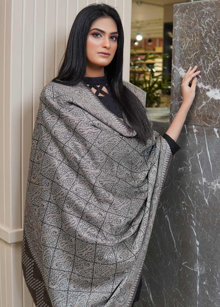 Sanaulla Exclusive Range  Pashmina  Shawls AKP-22 Grey 02 - Pashmina Shawls