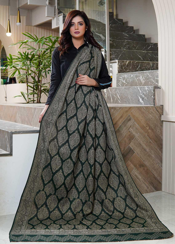 Sanaulla Exclusive Range  Pashmina  Shawls AKP-22 Green 01 - Pashmina Shawls