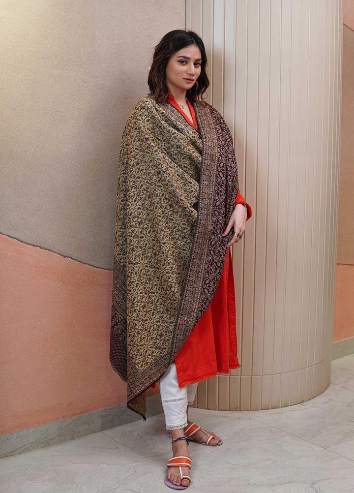 Sanaulla Exclusive Range  Pashmina  Shawls AKP-22 Maroon 01 - Pashmina Shawls