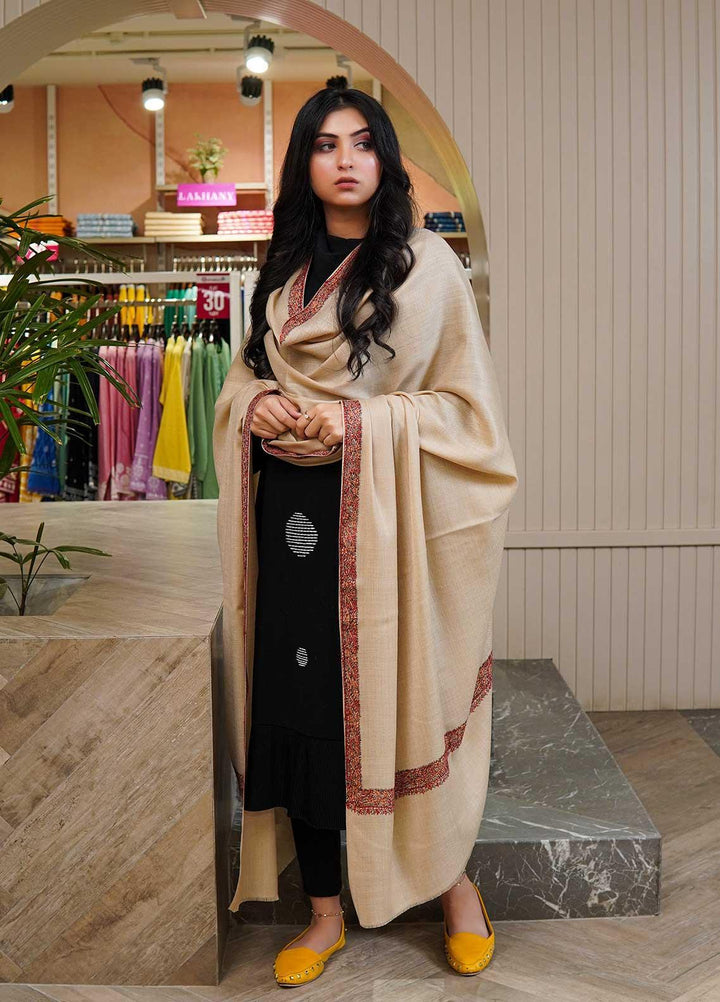 Sanaulla Exclusive Range  Pashmina  Shawls MAMA-18 Fawn-4 - Pashmina Shawls