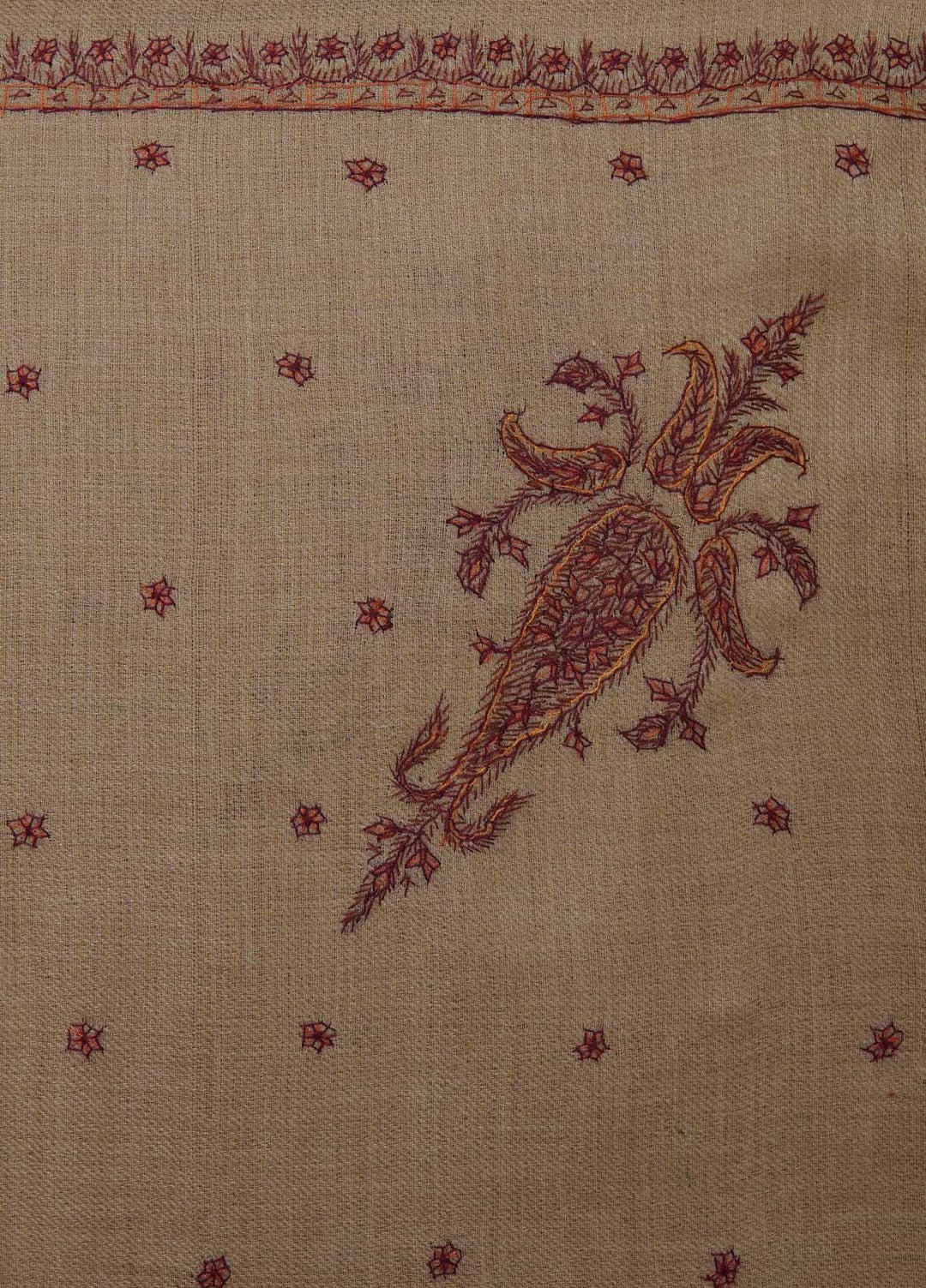 Sanaulla Exclusive Range  Pashmina  Shawls MAMA-29 Fawn-5 - Pashmina Shawls