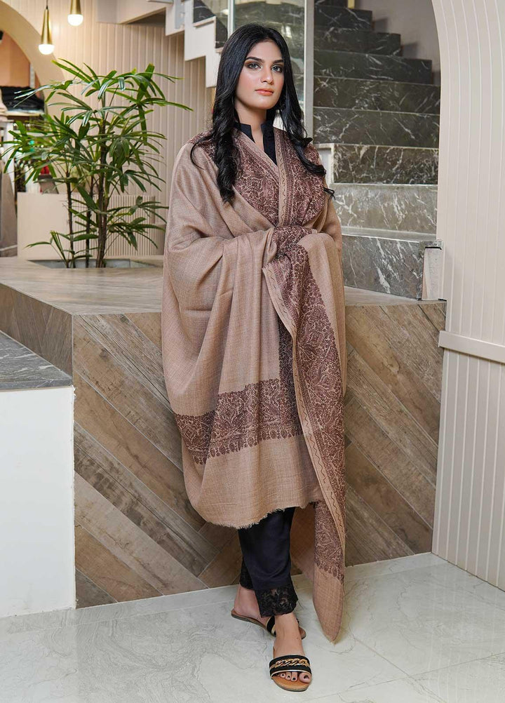 Sanaulla Exclusive Range  Pashmina  Shawls AKP-10 Brown 05 - Pashmina Shawls