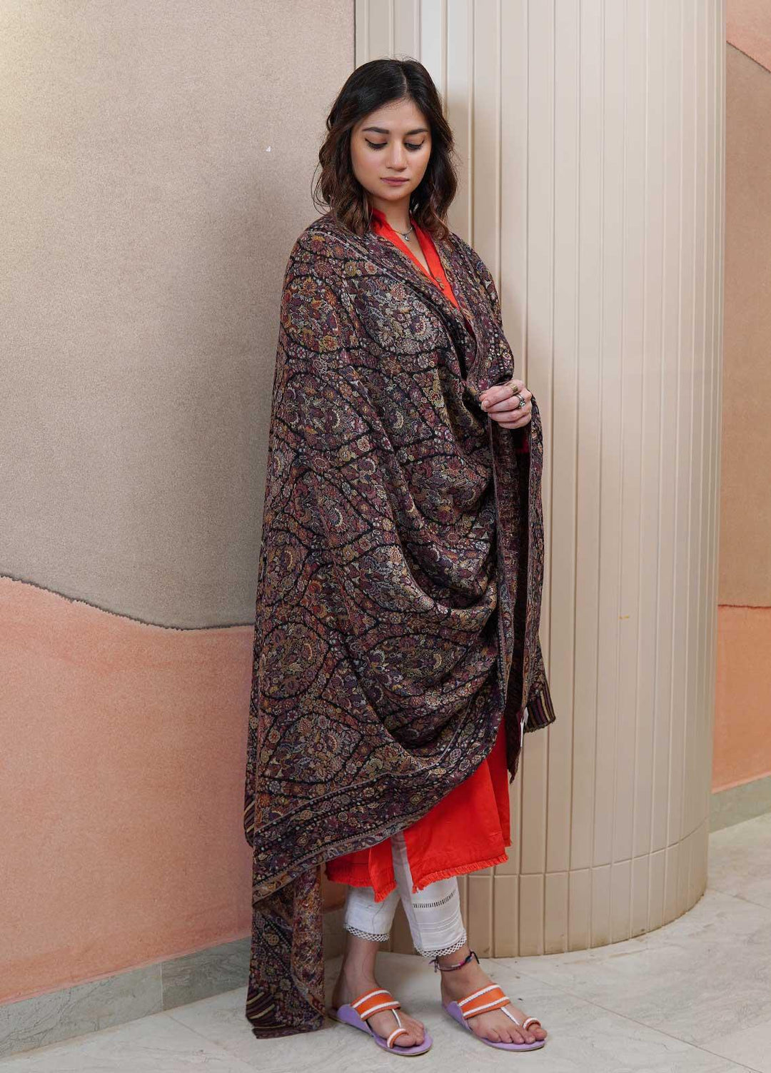 Sanaulla Exclusive Range  Pashmina  Shawls MAMA-32 Multi-4 - Pashmina Shawls