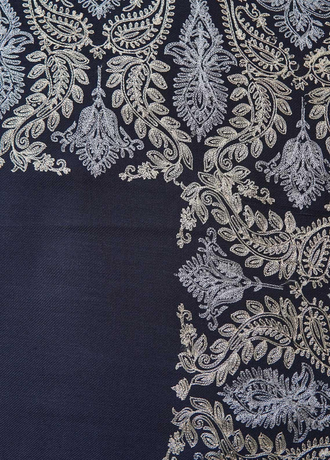 Sanaulla Exclusive Range  Pashmina  Shawls AKP-01 Navy Blue - Pashmina Shawls