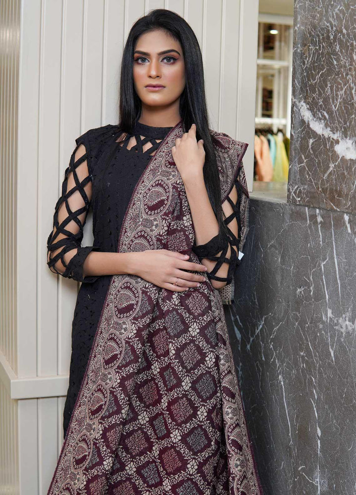 Sanaulla Exclusive Range  Pashmina  Shawls AKP-22 Maroon 03 - Pashmina Shawls