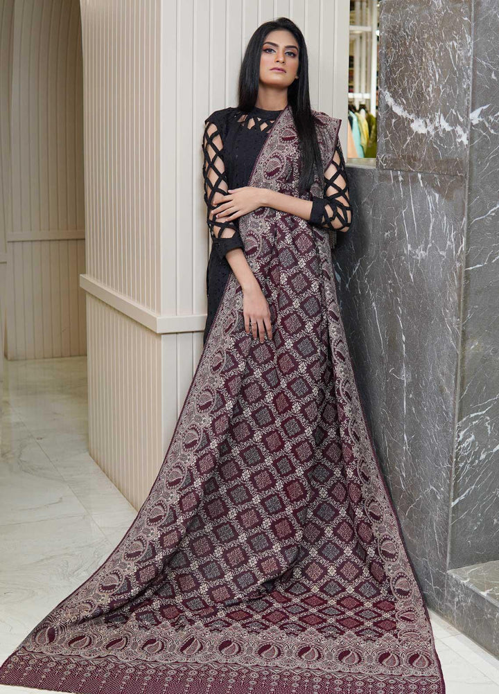 Sanaulla Exclusive Range  Pashmina  Shawls AKP-22 Maroon 03 - Pashmina Shawls