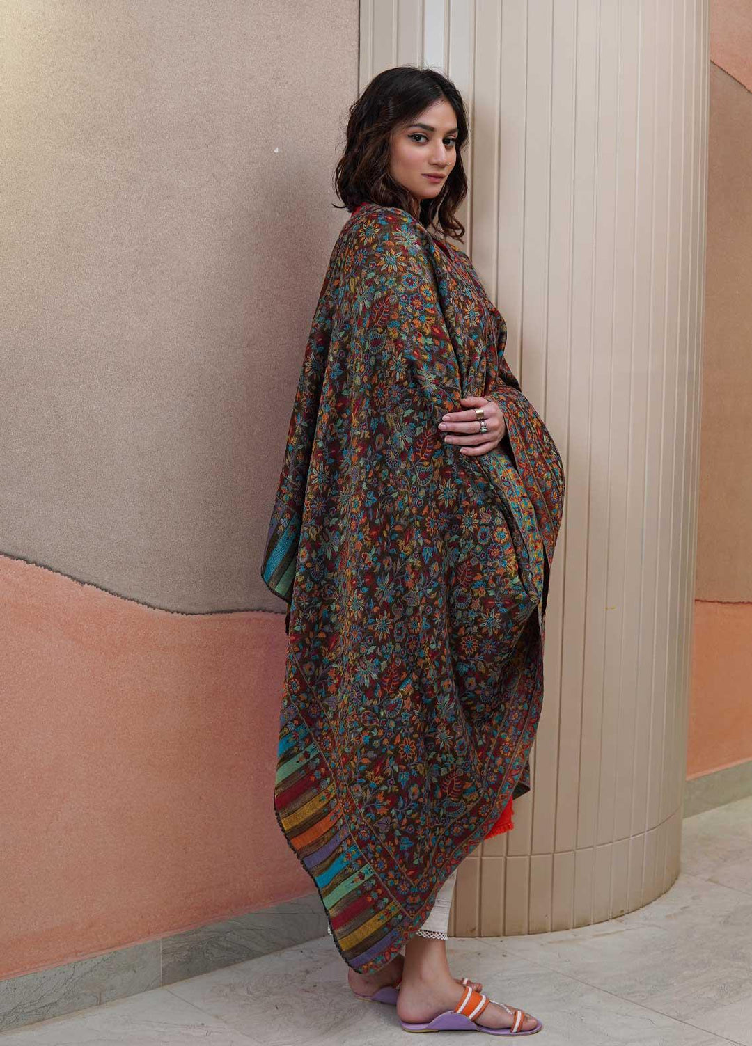 Sanaulla Exclusive Range  Pashmina  Shawls MAMA-02 Green-3 - Pashmina Shawls