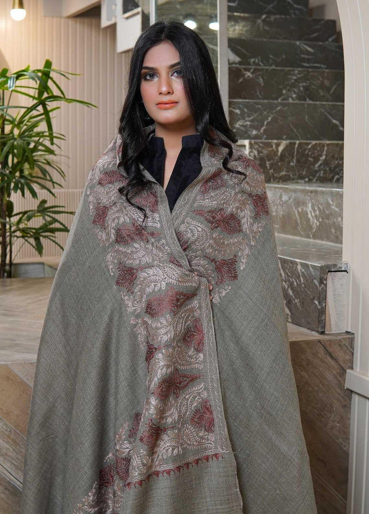 Sanaulla Exclusive Range  Pashmina  Shawls AKP-01 L Green - Pashmina Shawls