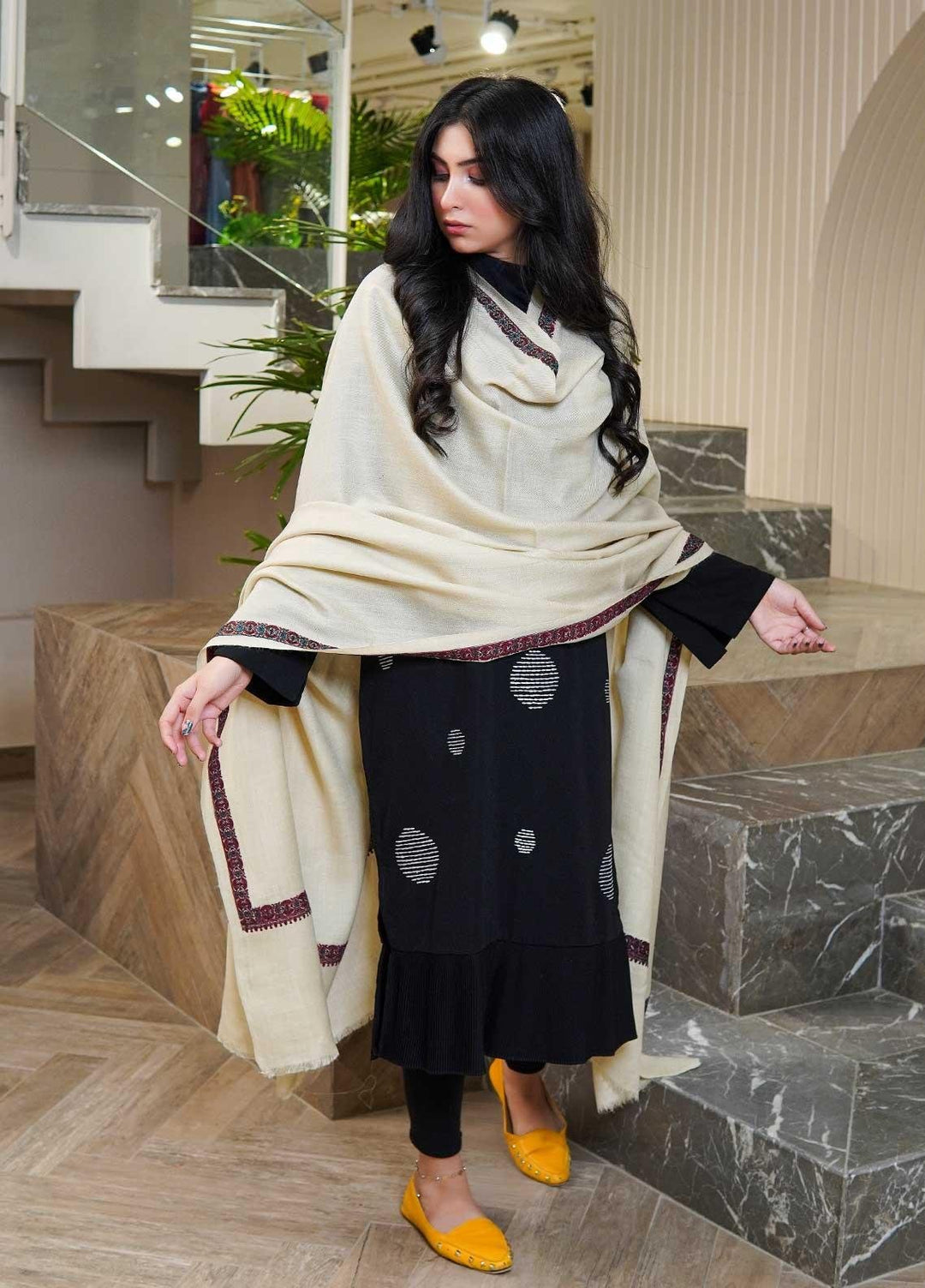 Sanaulla Exclusive Range  Pashmina  Shawls AKP-21 Fawn - Pashmina Shawls