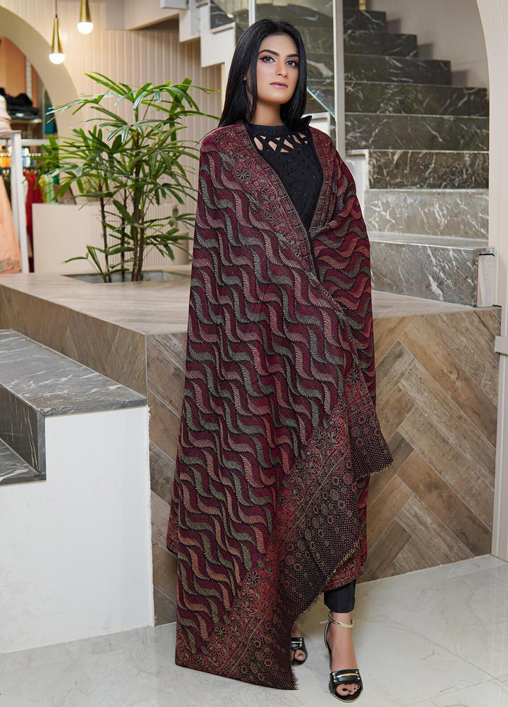 Sanaulla Exclusive Range  Pashmina  Shawls AKP-22 Maroon 02 - Pashmina Shawls