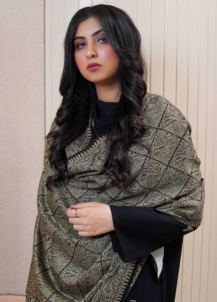 Sanaulla Exclusive Range  Pashmina  Shawls AKP-22 Black 03 - Pashmina Shawls