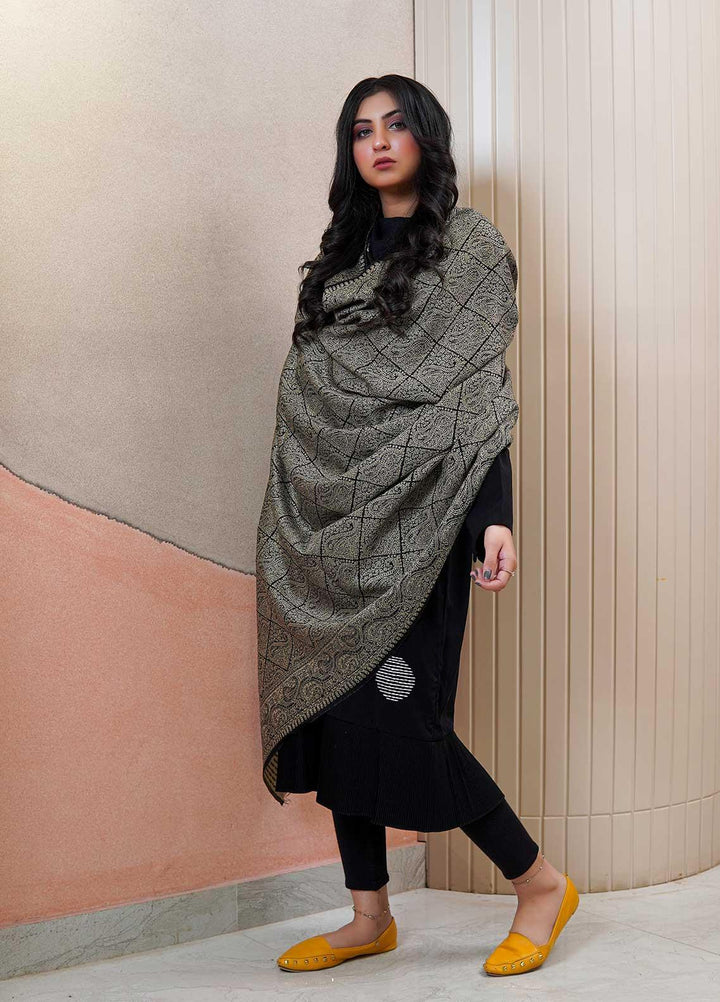 Sanaulla Exclusive Range  Pashmina  Shawls AKP-22 Black 03 - Pashmina Shawls