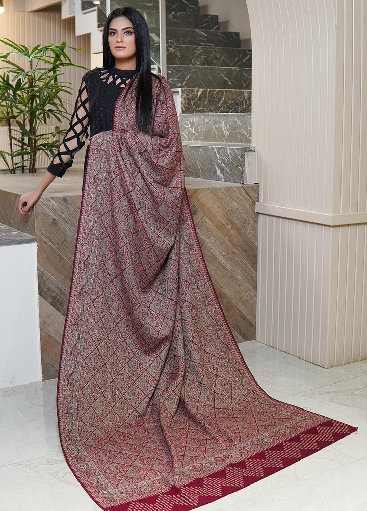 Sanaulla Exclusive Range  Pashmina  Shawls AKP-22 Maroon 09 - Pashmina Shawls