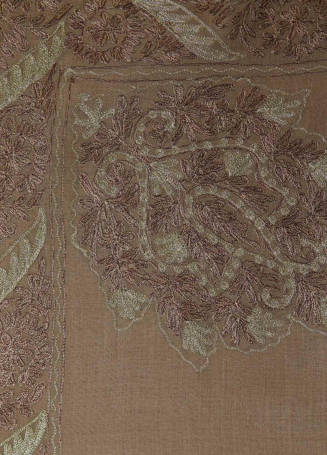 Sanaulla Exclusive Range  Pashmina  Shawls MAMA-27 Fawn-3 - Pashmina Shawls