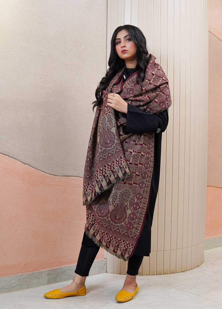 Sanaulla Exclusive Range  Pashmina  Shawls AKP-22 Maroon 04 - Pashmina Shawls