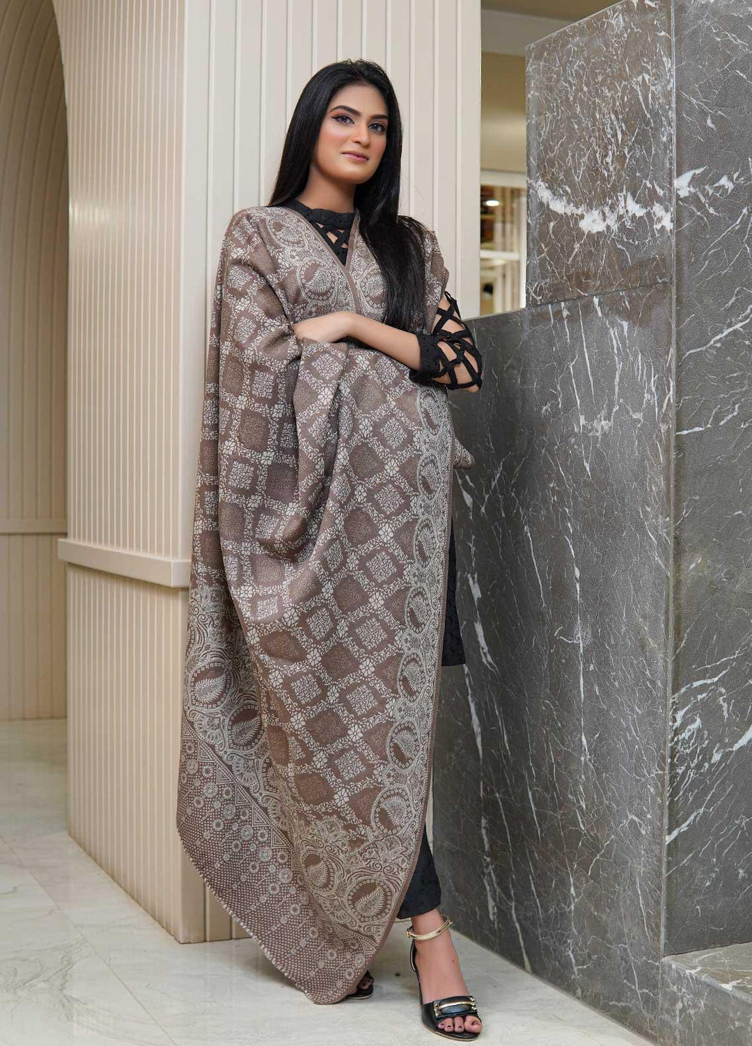 Sanaulla Exclusive Range  Pashmina  Shawls AKP-22 Beige 03 - Pashmina Shawls