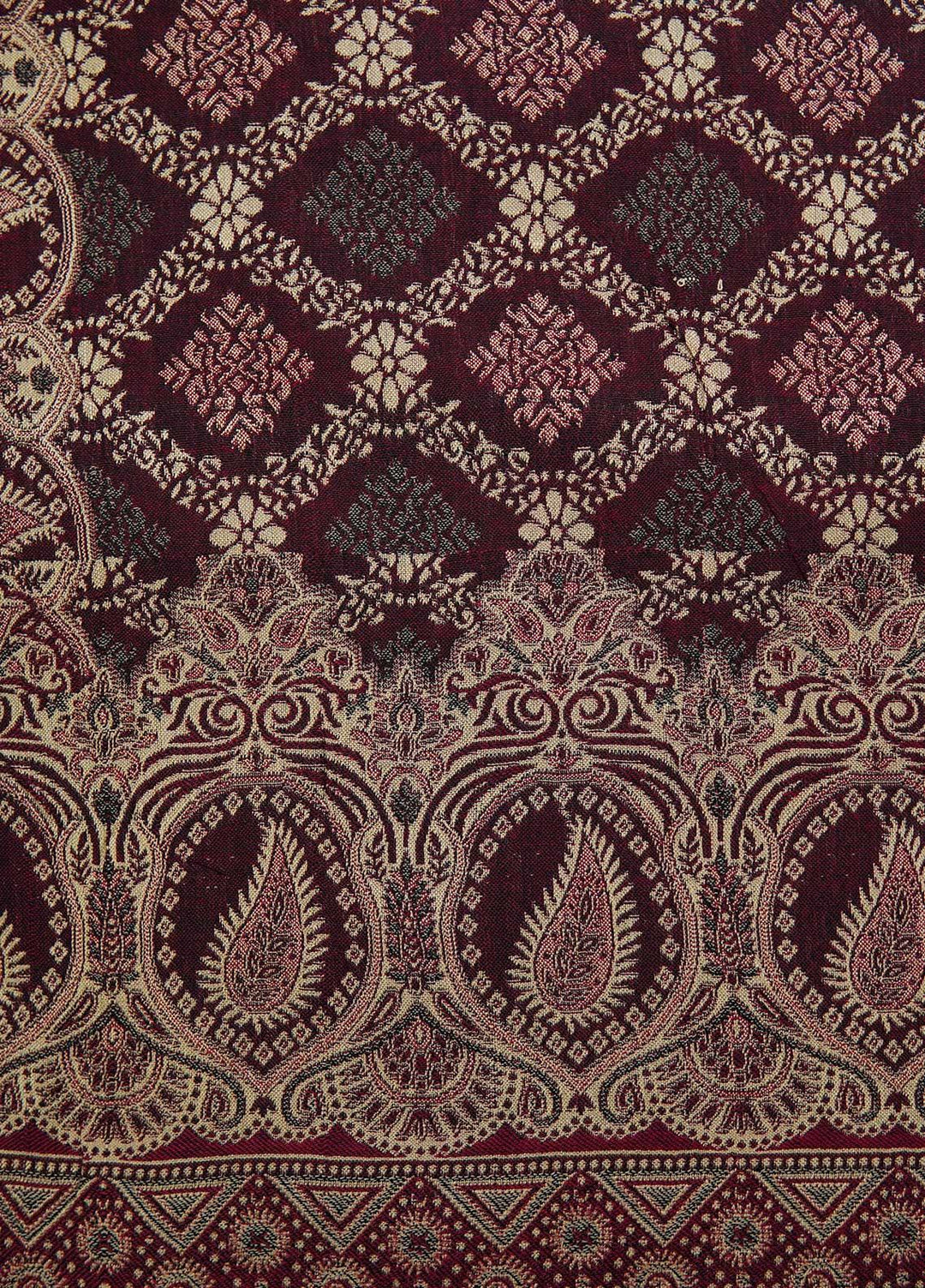 Sanaulla Exclusive Range  Pashmina  Shawls AKP-22 Maroon 06 - Pashmina Shawls