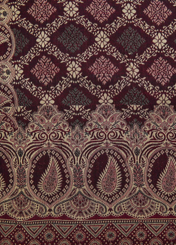 Sanaulla Exclusive Range  Pashmina  Shawls AKP-22 Maroon 06 - Pashmina Shawls