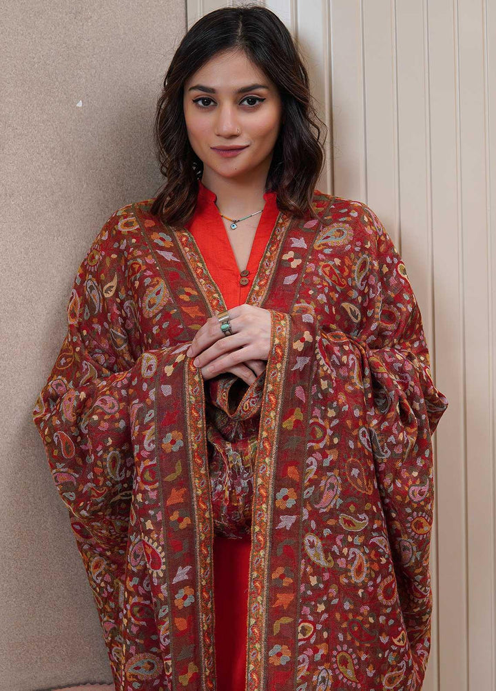 Sanaulla Exclusive Range  Pashmina  Shawls MAMA-02 Brown-2 - Pashmina Shawls