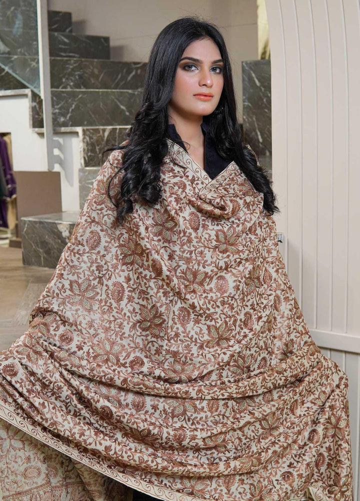 Sanaulla Exclusive Range  Pashmina  Shawls AKP-06 Fawn - Pashmina Shawls