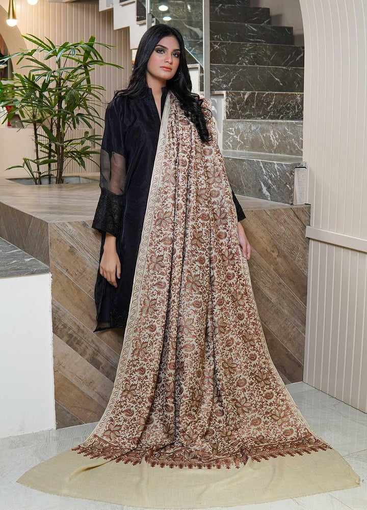 Sanaulla Exclusive Range  Pashmina  Shawls AKP-06 Fawn - Pashmina Shawls