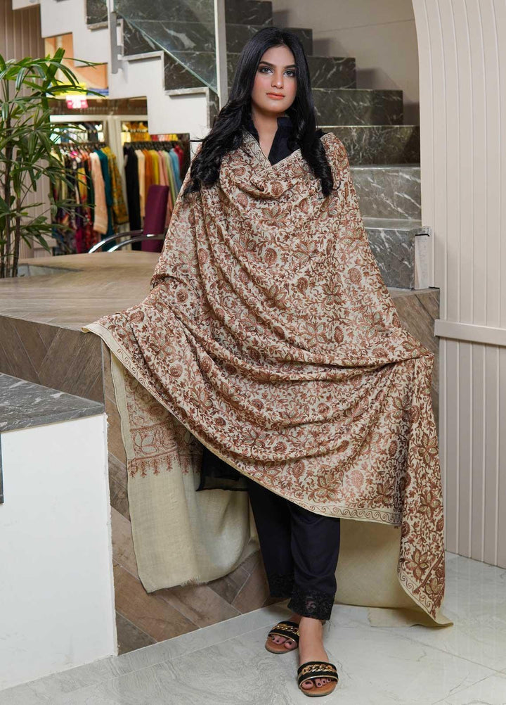 Sanaulla Exclusive Range  Pashmina  Shawls AKP-06 Fawn - Pashmina Shawls