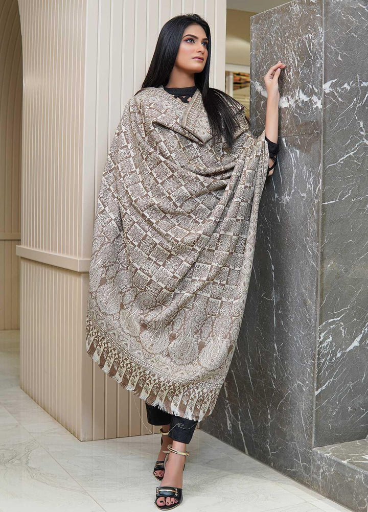 Sanaulla Exclusive Range  Pashmina  Shawls AKP-22 Beige 09 - Pashmina Shawls