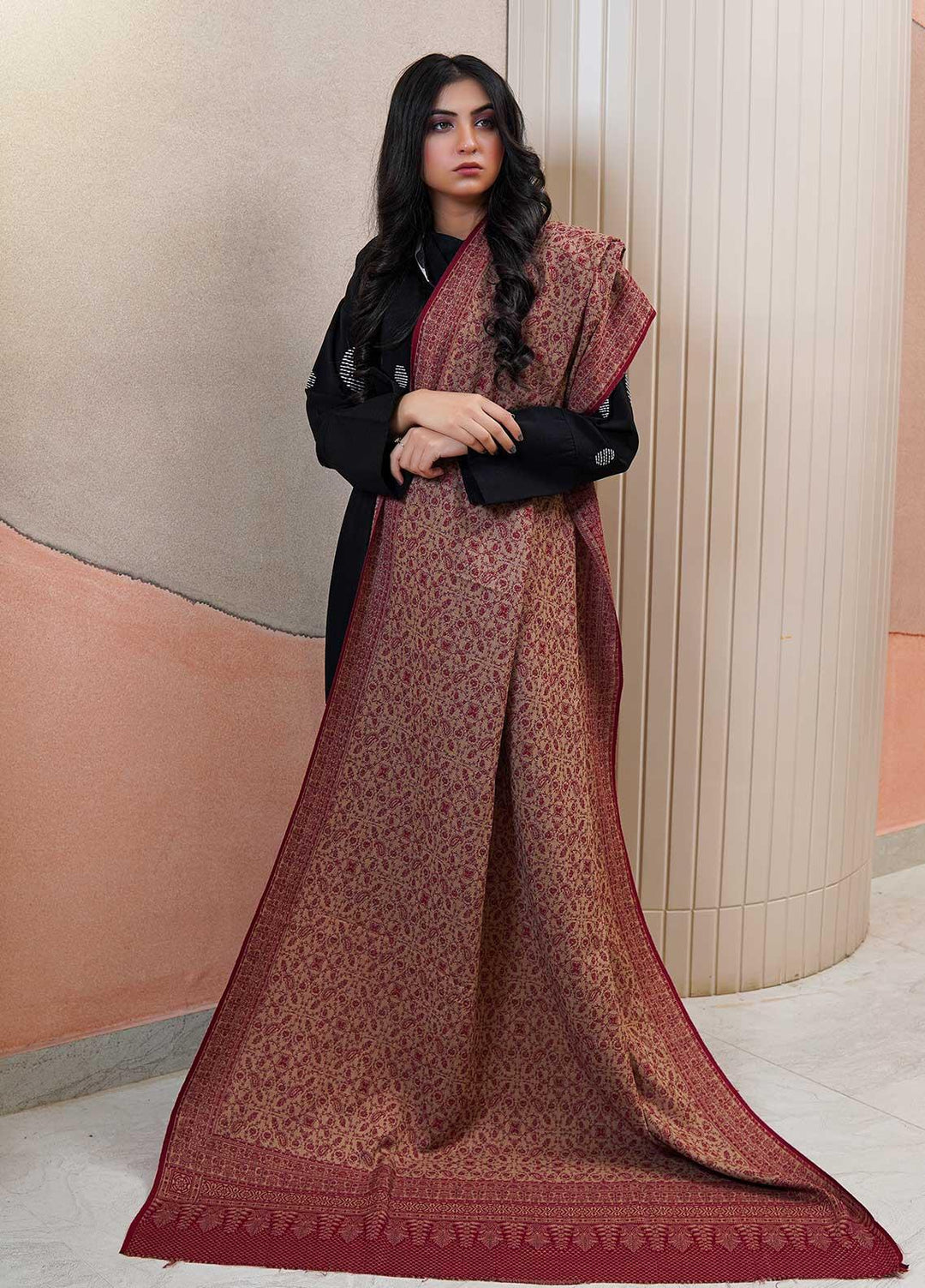 Sanaulla Exclusive Range  Pashmina  Shawls AKP-22 Red 01 - Pashmina Shawls