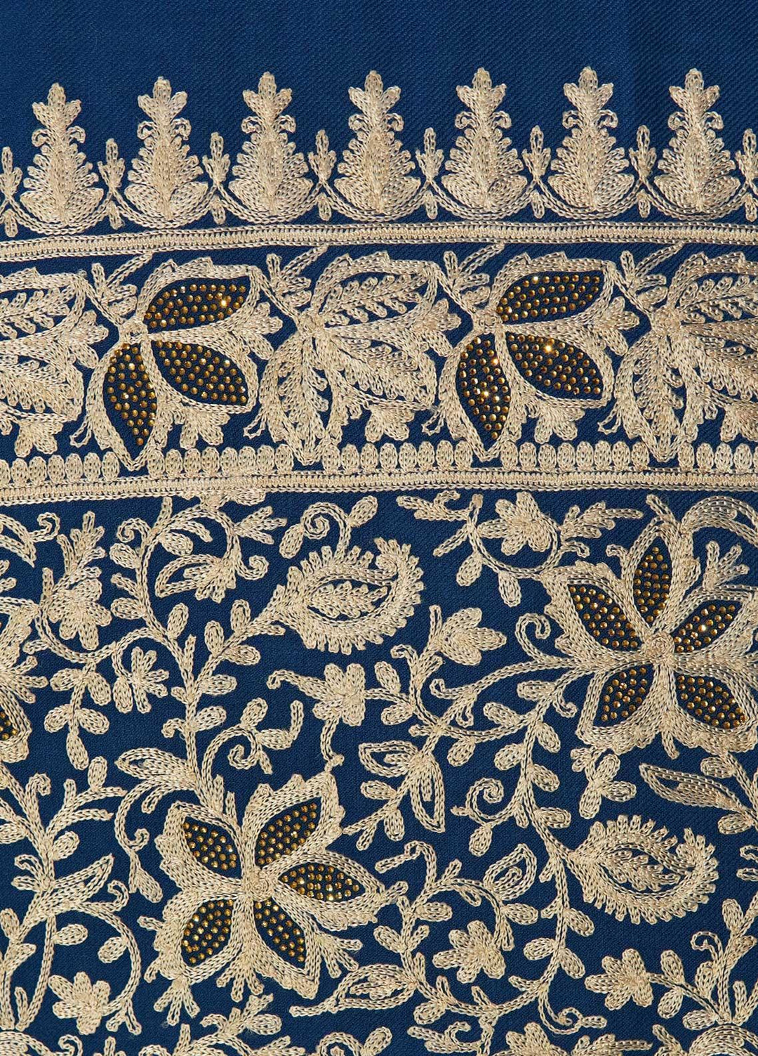 Sanaulla Exclusive Range  Pashmina  Shawls AKP-06 Royal Blue 01 - Pashmina Shawls