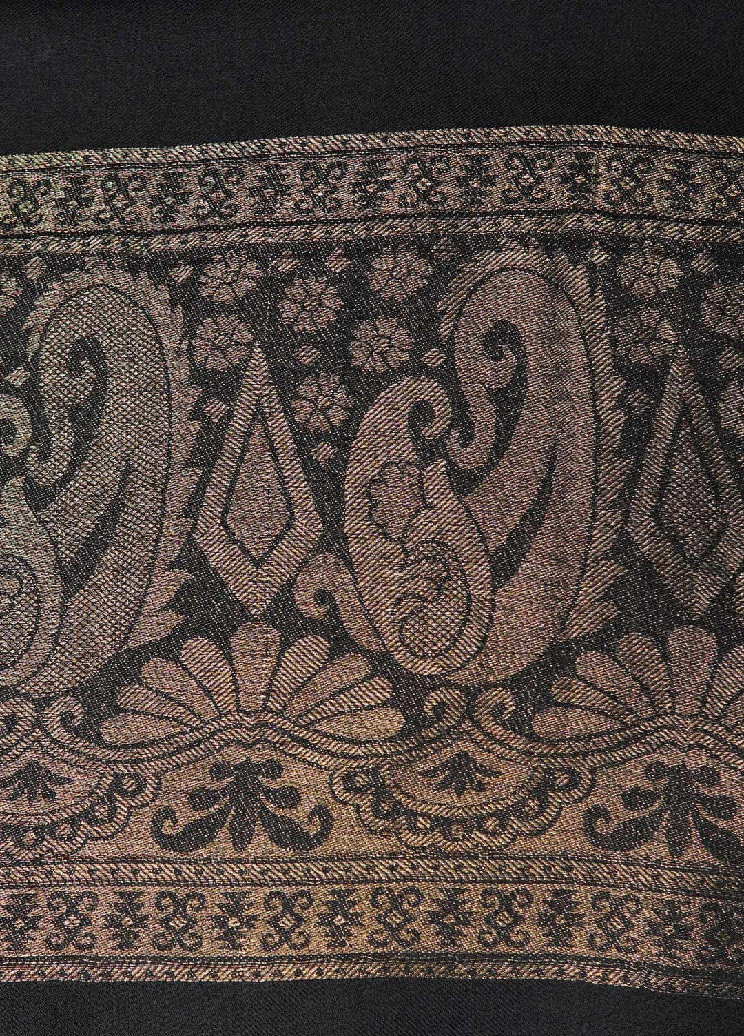 Sanaulla Exclusive Range  Pashmina  Shawls Zarri Palla C KPS-54 Black05 - Pashmina Shawls