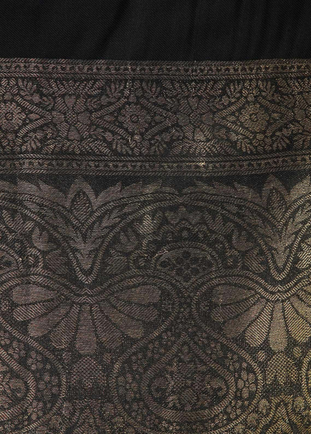 Sanaulla Exclusive Range  Pashmina  Shawls Zarri Palla C KPS-54 Black01 - Pashmina Shawls