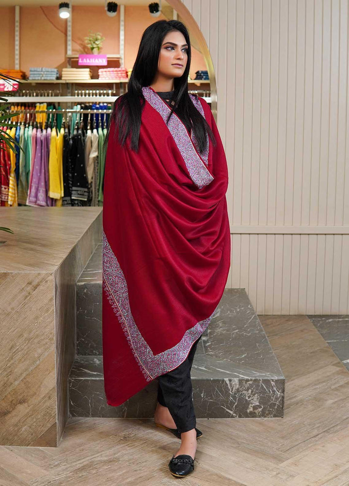 Sanaulla Exclusive Range  Pashmina  Shawls MAMA-20 Maroon - Pashmina Shawls