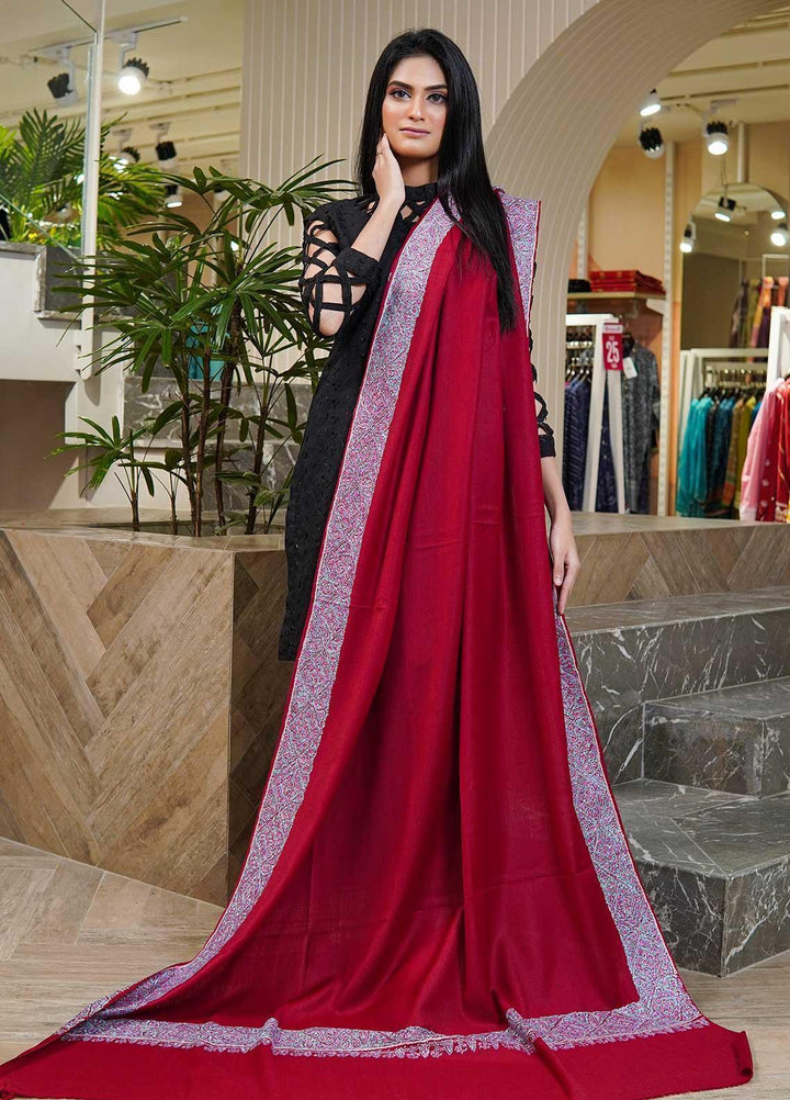 Sanaulla Exclusive Range  Pashmina  Shawls MAMA-20 Maroon - Pashmina Shawls