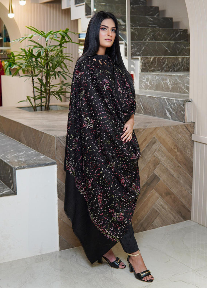 Sanaulla Exclusive Range  Pashmina  Shawls AKP-03 Black 02 - Pashmina Shawls