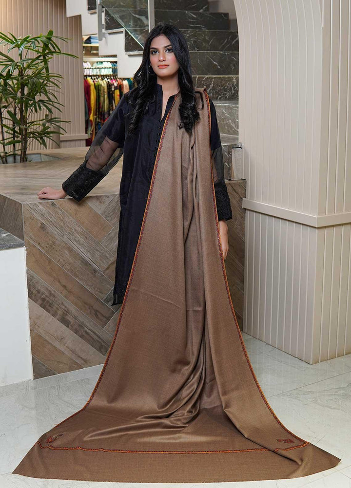 Sanaulla Exclusive Range  Pashmina  Shawls Kingri T DD KPS-21 Dark Brown02 - Pashmina Shawls