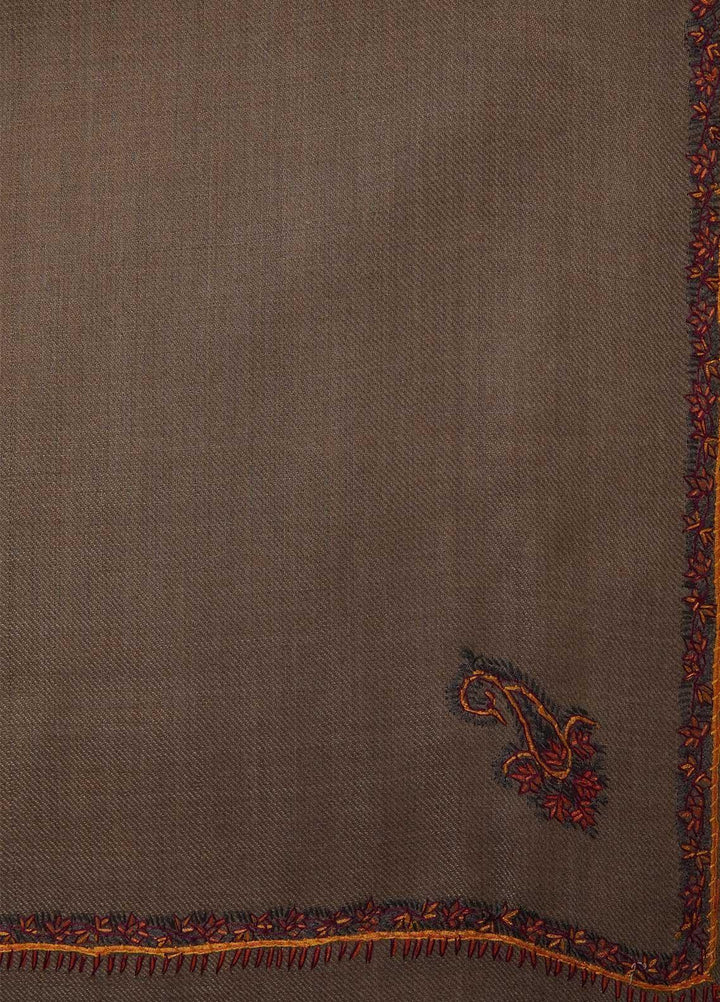 Sanaulla Exclusive Range  Pashmina  Shawls Kingri T DD KPS-21 Dark Brown02 - Pashmina Shawls