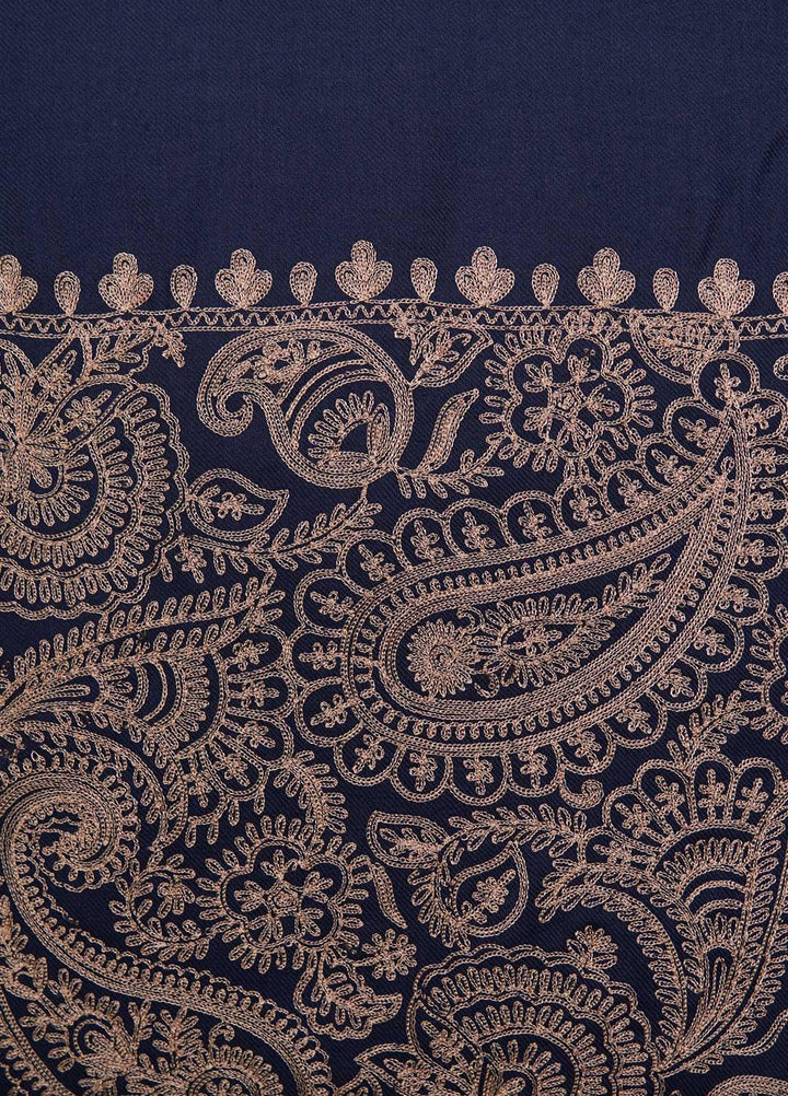 Sanaulla Exclusive Range  Pashmina  Shawls Zarri Nalki Pasily Jaal AD KPS-43 Blue01 - Pashmina Shawls